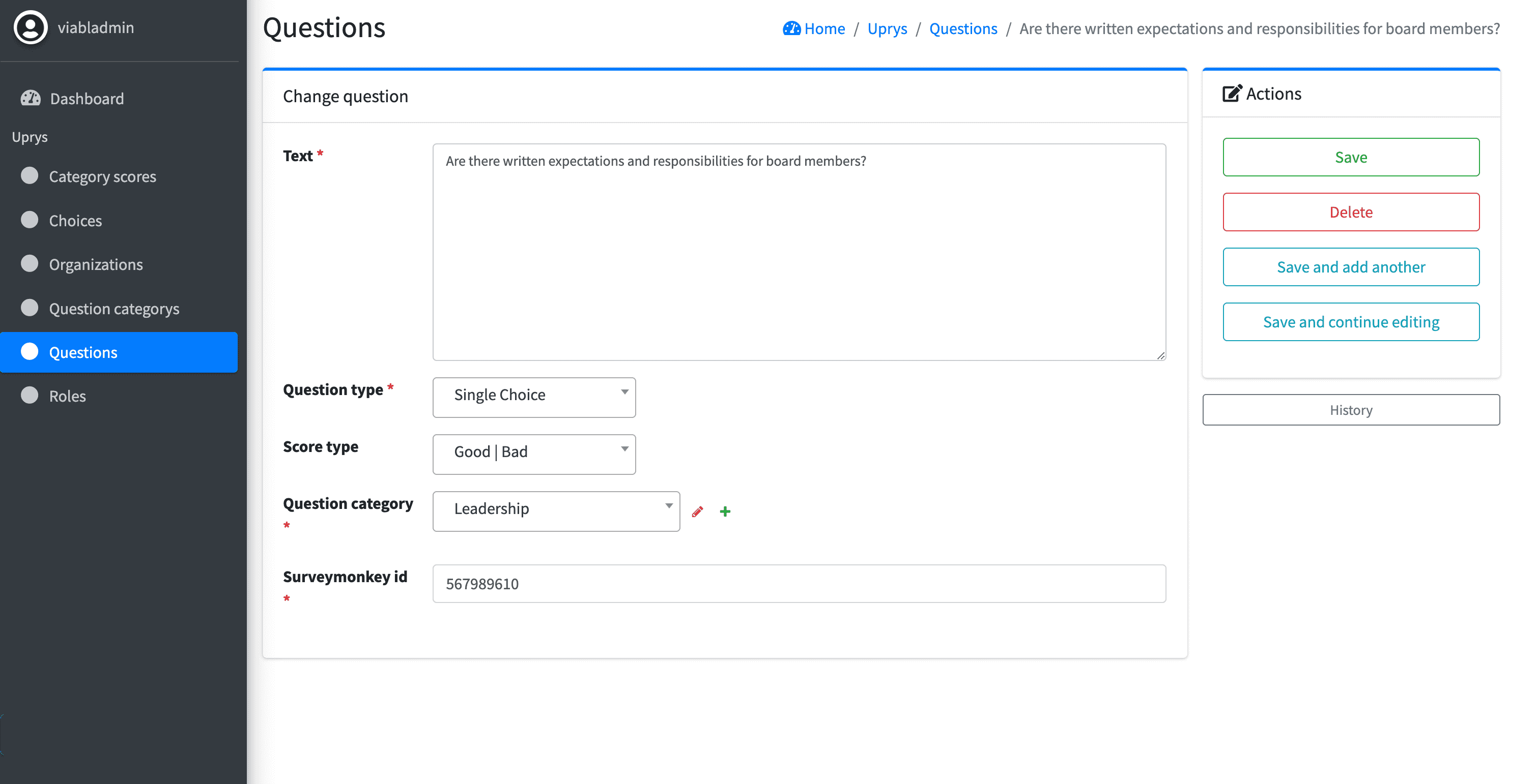 Admin dashboard