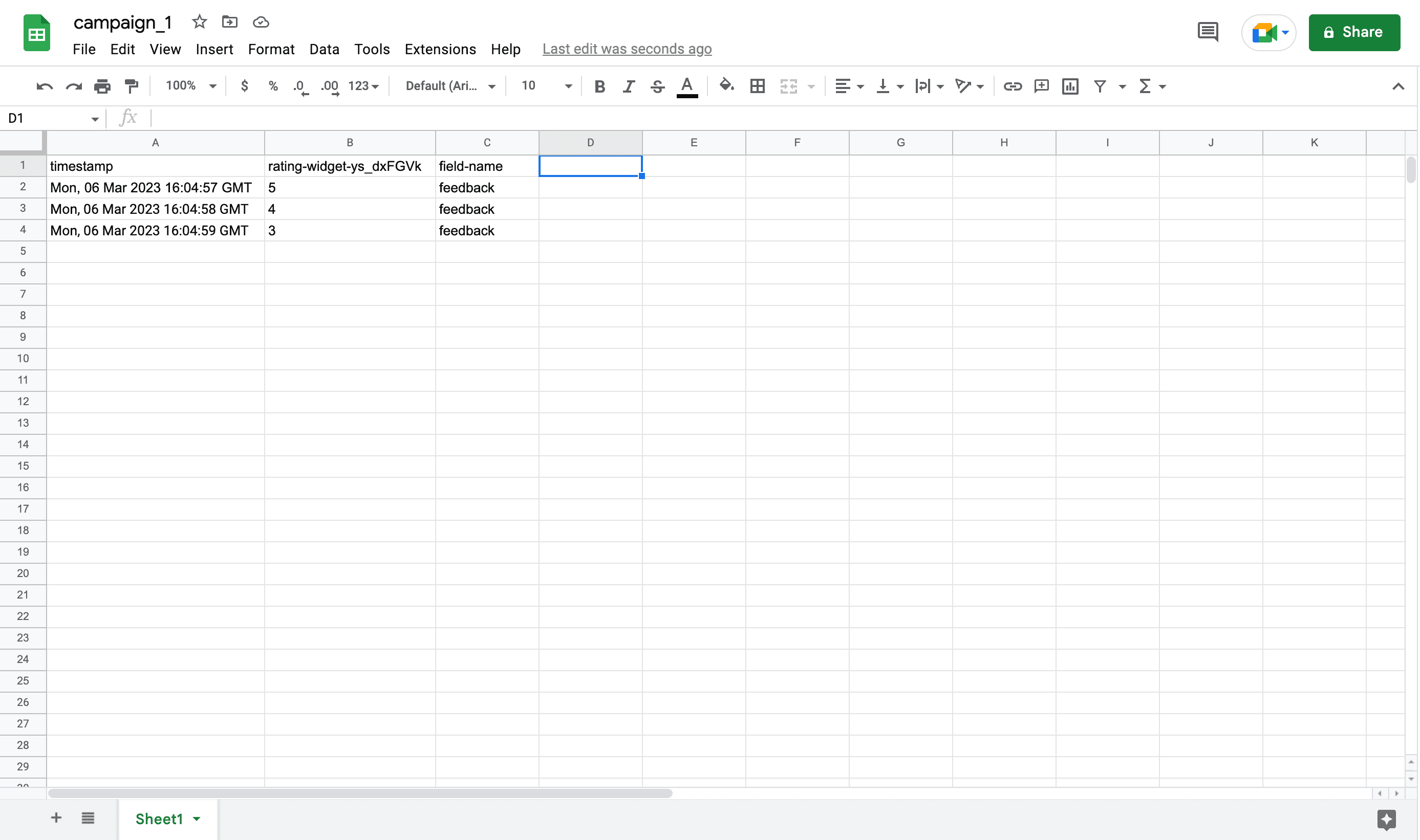 Google Sheet Responses